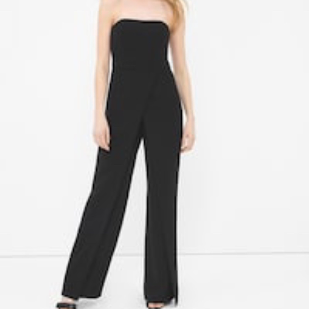 Convertible Black Strapless Split-Pant Jumpsuit - image 1